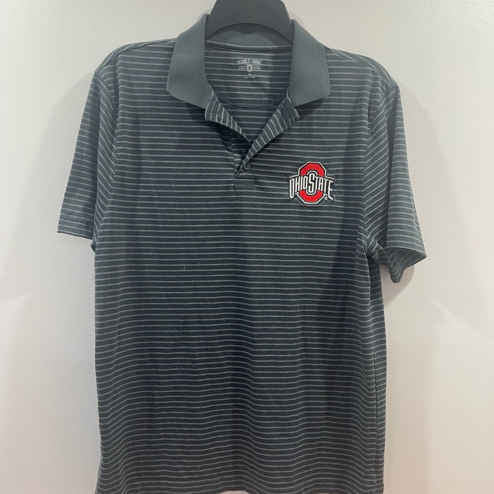 OSU Men's Gray Striped Polo Shirt